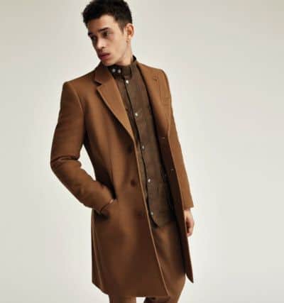 Tonal head to toe taupe - you can do this. 
Coat, Â£825, Vivienne Westwood; jacket, Â£199, Barbour; chinos, Â£35, Howick. All at House of Fraser.
