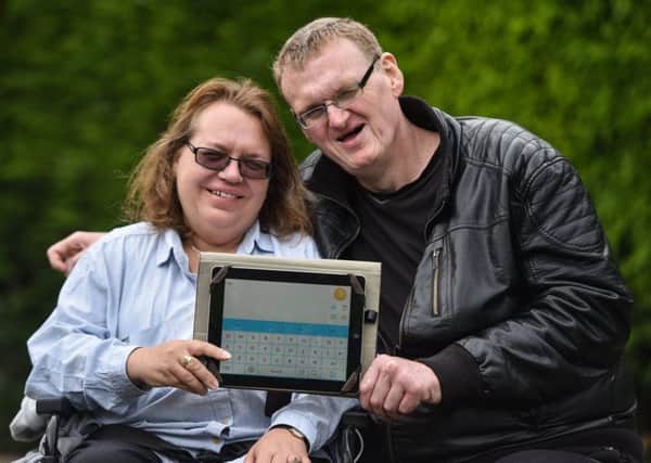 Angela Brown, 47, suffers from Motor Neurone Disease, so she will use a text-to-speech app to say I do at her wedding to fiancee Tim Gates, 48.