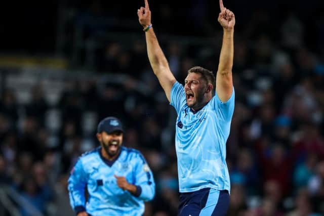 Tim Bresnan celebrates one of six wickets he took in last Friday's win over Lancashire (Picture: SWPix.com)
