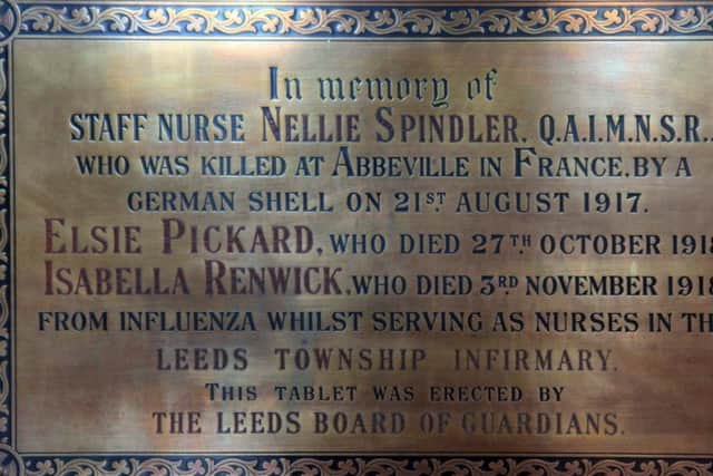 Plaque in memory of Nellie Spindler in Leeds.