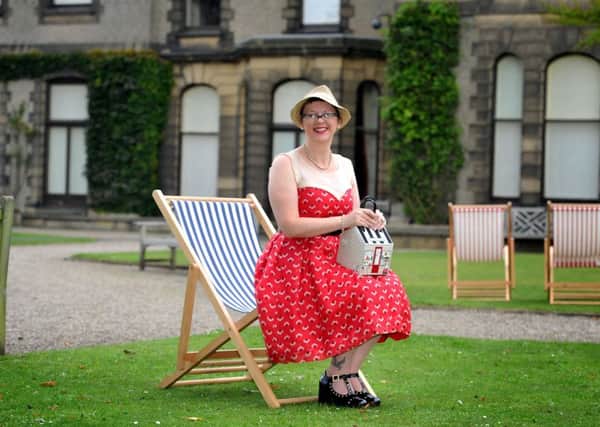 19 August 2017......  Sarah Yates in period costume at the vintage fair at Lotherton Hall.  Picture Tony Johnson.