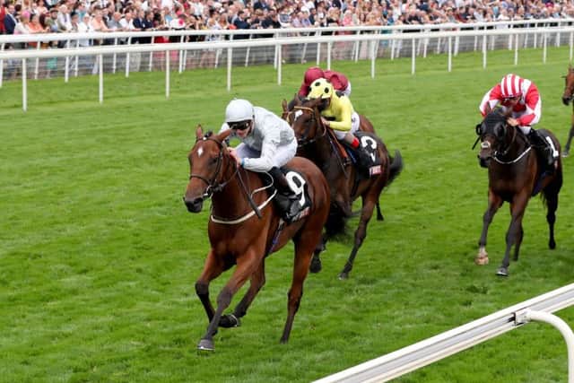 Threading ridden by James Doyle wins The Sky Bet Lowther Stakes during the Ebor Festival at York. Picture: Simon Cooper/PA