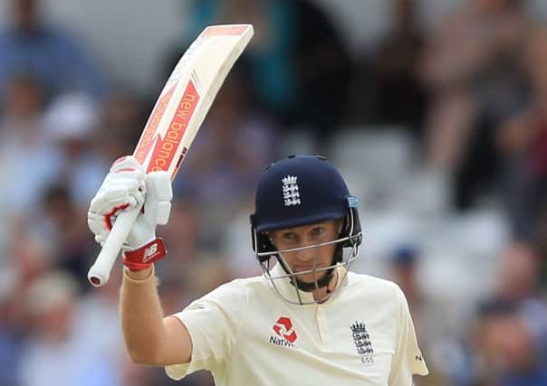 England's Joe Root reaches his half century at Headingley. Picture: Nigel French/PA