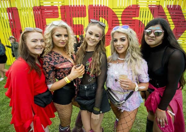 LEED FESTIVAL: From the left, Cora Bevington, Teigan Metcalfe, Hollie Williams, Gina Feather and Dilly Govan. PIC: Mark Bickerdike