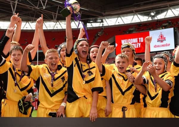Castleford Academy celebrate at Wembley.