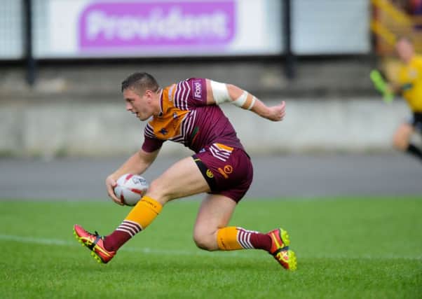 Alistair Leak bagged a hat-trick of tries for Batley at Bradford. PIC: James Hardisty
