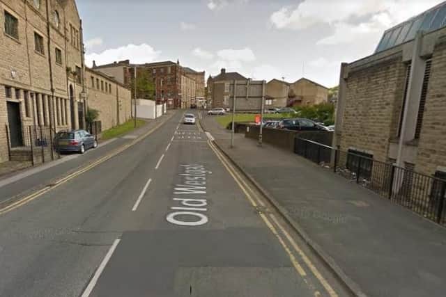 The car crashed into a barrier at the back of Dewsbury Police Station in Old Westgate. Picture: Google