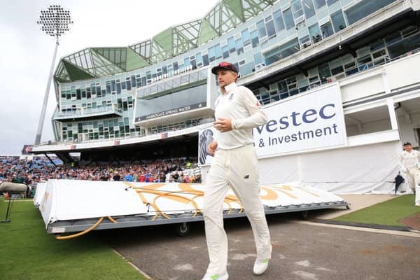 In charge: England's Joe Root runs out during day five of the the second Test at Headingley.