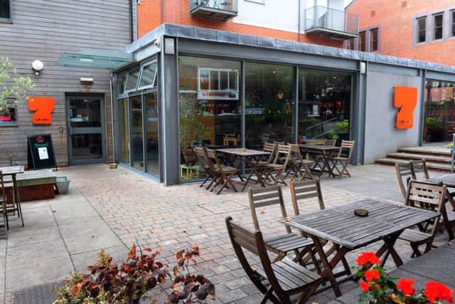 The outdoor seating area at Seven Arts in Chapel Allerton.