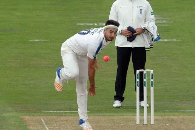 Yorkshire's Jack Brooks found the breakthrough at The Oval, dismissing Surrey's Rory Burns for 75 . Picture: Anna Gowthorpe/PA