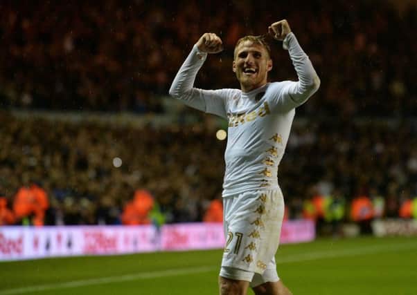 Samuel Saiz, who scored Leeds' opening goal, salutes the 30,000-plus crowd. PIC: Bruce Rollinson