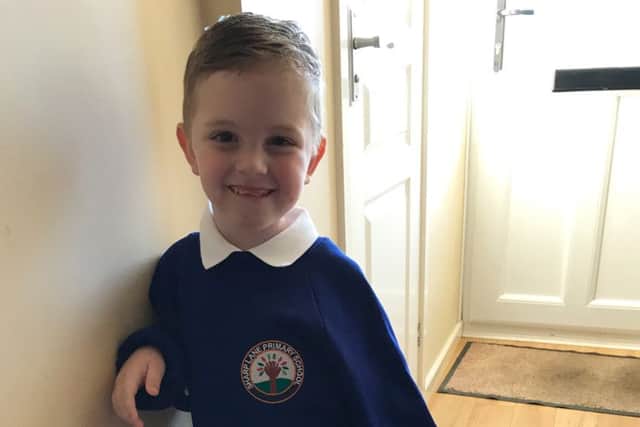 Riley Hoult on his first day at school this week