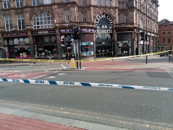 Police cordoned off Kirkgate Market in Leeds today after reports of a suspicious package.