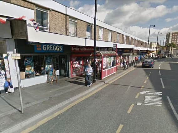 The explosion involved a bin outside Greggs in Town Street, Armley. Picture: Google