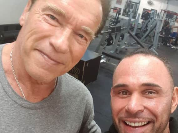 Arnie with gym owner Ricky Moore