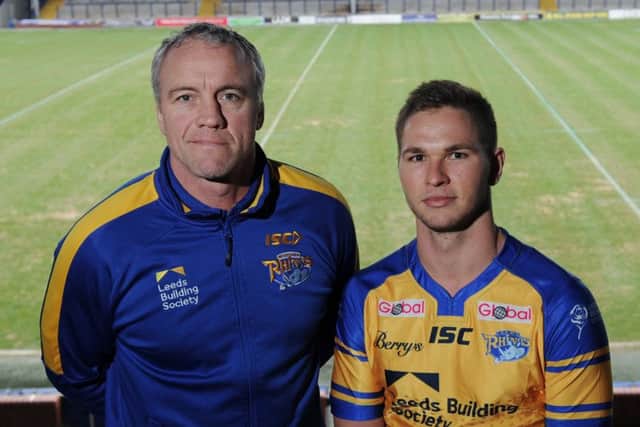 WELCOME: Matt Parcell, right, with Leeds Rhinos' head coach Brian McDermott, shortly after his arrival at Headingley in January this year.
 Picture: Jonathan Gawthorpe