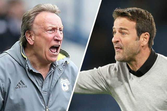 LOCKING HORNS: Neil Warnock and Thomas Christiansen, right, will face each other in South Wales on Tuesday night.