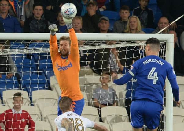 Felix Wiedwald saves a shot from Cardiff City's Sean Morrison.
 PIC: Bruce Rollinson