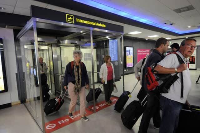 Passengers arrive at Leeds Bradford Airport..2nd October 2017 ..Picture by Simon Hulme