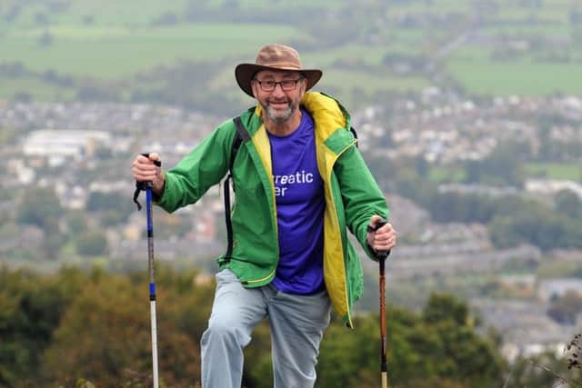 4 October 2017......  Retired GP, Dr John Nathan training on Otley Chevin ready to trek in the Grand Canyon for  Pancreatic cancer UK after diagnosed with the disease five years ago.  Picture Tony Johnson.