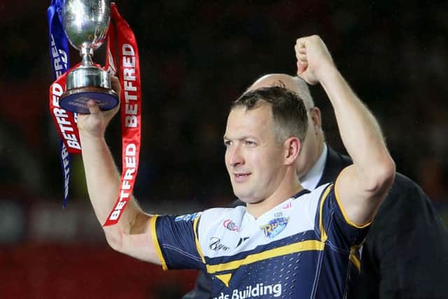 Danny McGuire with the man of the match prize