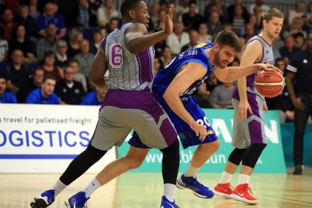 Further action from last week's Yorkshire BBL derby between Leeds Force and Sheffield Sharks. Picture: Chris Etchells