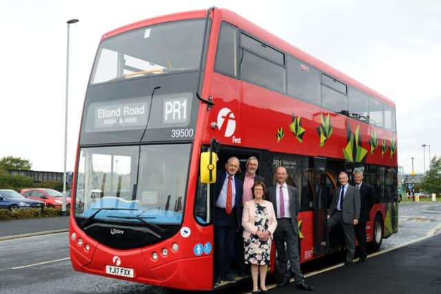 First Leeds and Yorkshire bus manufacturer Optare have partnered up to trial the Metrodecker EV in Leeds following a successful trial in York. 10th October 2017. Picture Jonathan Gawthorpe
