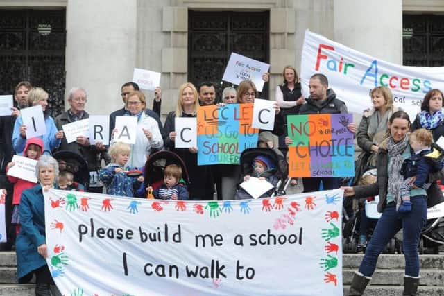 The Fair Access group demonstrating at Leeds Civic Hall in 2015; they have threatened to go back to campaigning if progress is not made.
