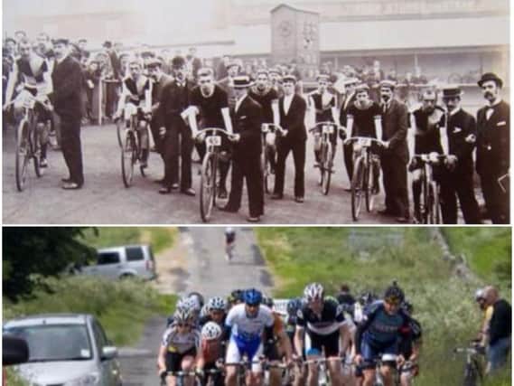 Top: The club racing at Bramall Lane in the 1890s
Bottom: The club taking part in the High Peak Road Race in 2013