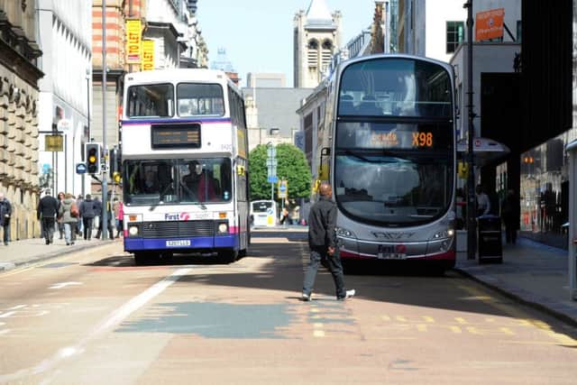 14 may 2012.
Buses in Leeds City Centre.