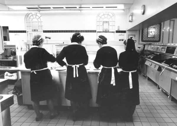 Guiseley, Harry Ramsden's 30th October 1989

Waitresses wait for fish and chips.