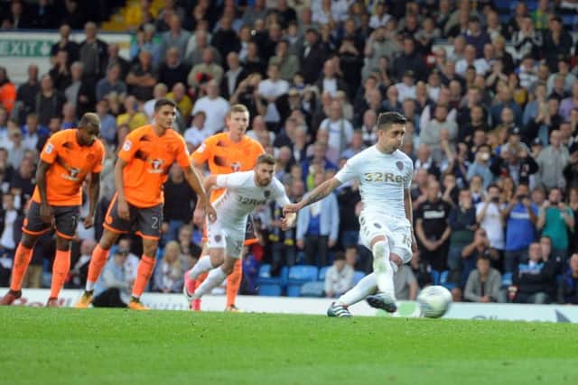 Pablo Hernandez's stoppage-time penalty was saved by Royals keeper Vito Mannone. PIC: Tony Johnson