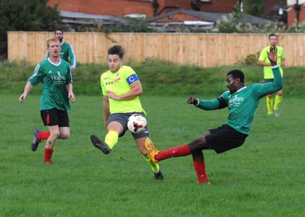 Terry Marflitt Trophy first-round action between St Nicholas and Gildersome Spurs OB. PIC: Steve Riding