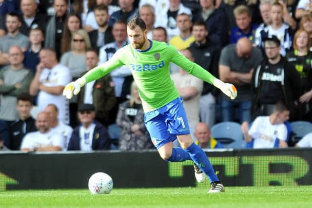 FROM THE BACK: Leeds goalkeeper Andrew Lonergan in action against Reading on Saturday. Picture: Tony Johnson.