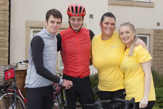 GOLDEN EFFORT: The Brownlee brothers pictured with care home workers during the challenge.