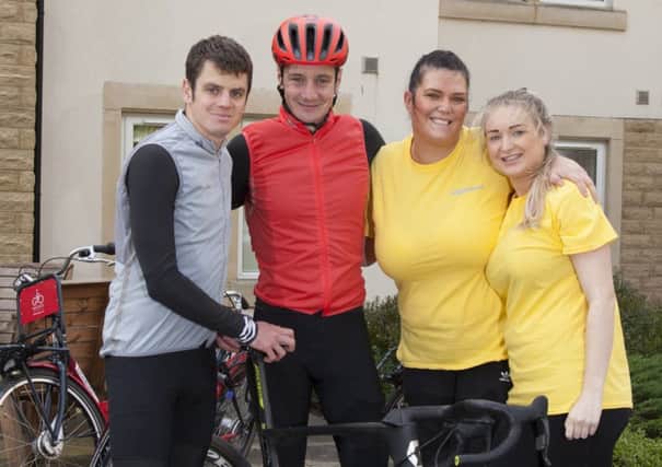 GOLDEN EFFORT: The Brownlee brothers pictured with care home workers during the challenge.