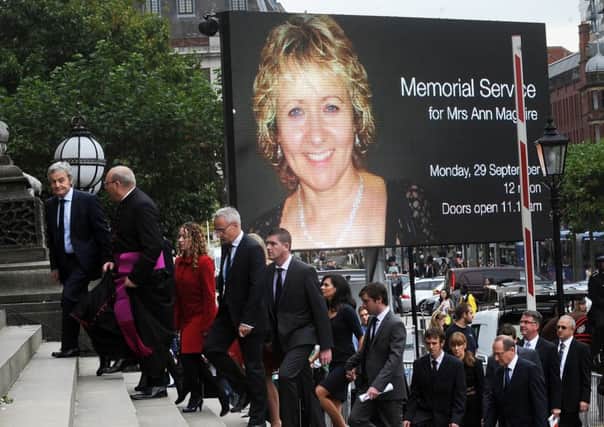 TRAGIC: The memorial service for Ann Maguire, who was murdered by a pupil in April 2014.