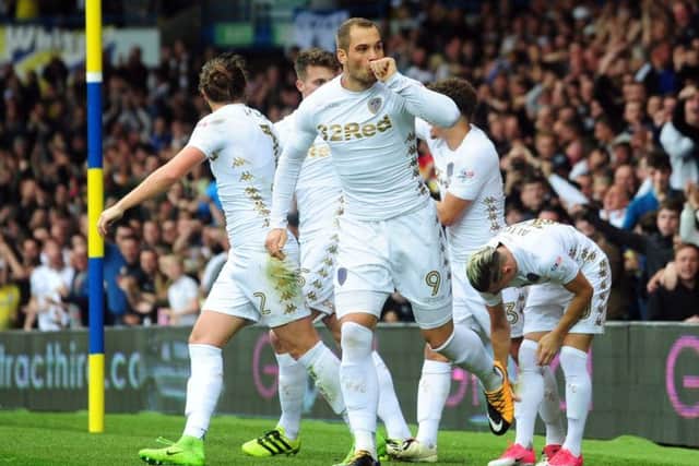 Leeds United v Ipswich Town.Pierre-Michel Lasogga celebrates his goal.23rd September 2017 ..Picture by Simon Hulme