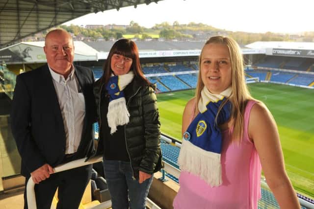 Leeds United Family: Tobys mum Stacey Worsley, right, with fundraiser Julie Wiseman and Alan Scorfield, chief executive of the Leeds United Foundation. Picture: Tony Johnson.