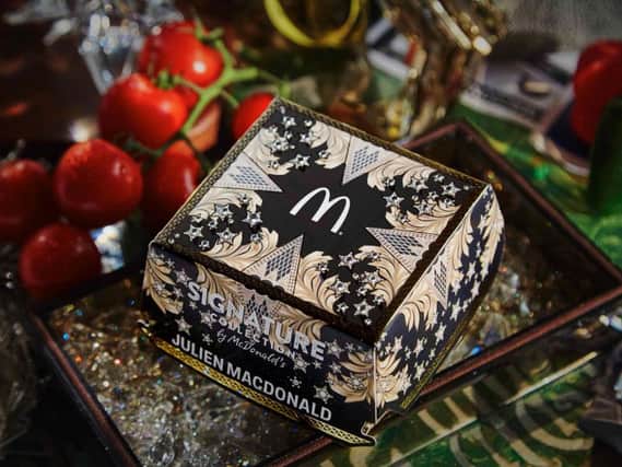 McDonald's limited editon Julien Macdonald designed Signature Collection burger box