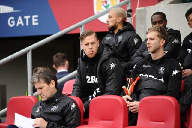 United's Pontus Jansson on the bench at Bristol City.