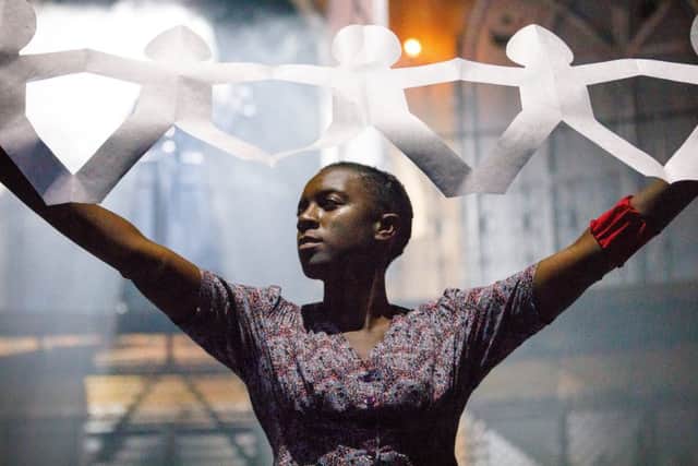 PROTEST: Kneehighs adaptation of Gunter Grasss novel The Tin Drum is at the West Yorkshire Playhouse . Picture: Steve Tanner.