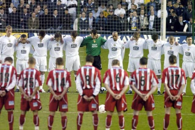 Leeds played Sheffield United observe a minute's silence before the meeting in 2005