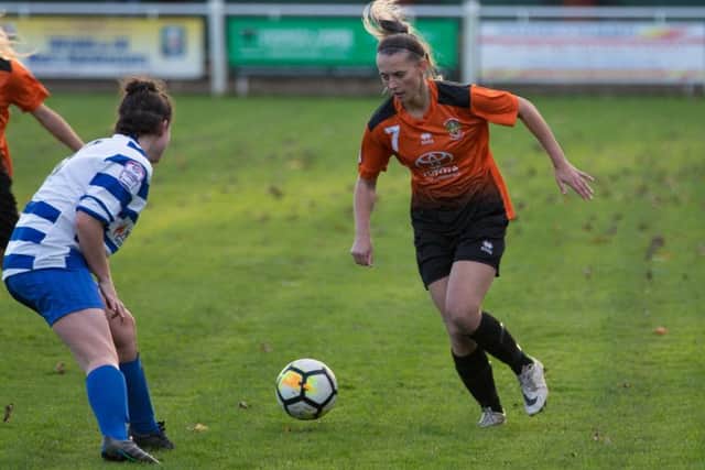 Charlotte Proud in action for Brighouse Ladies against Chester-le-Street. PIC: Bruce Fitzgerald