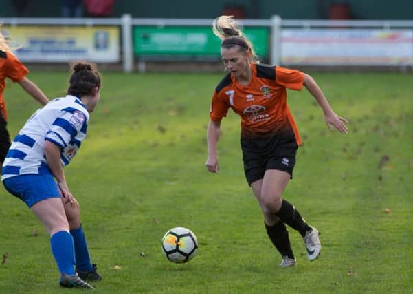Charlotte Proud in action for Brighouse Ladies against Chester-le-Street. PIC: Bruce Fitzgerald