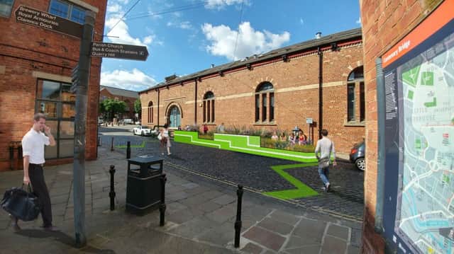 Artist's impression of how the parklet on The Calls might look. Credit: YORKSHIRE DESIGN GROUP.