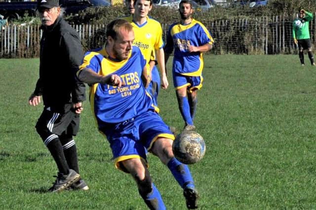 Stewart Tetley shoots for South Seacroft against New Armley Blues. PIC: Steve Riding