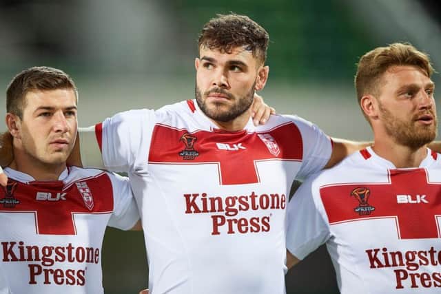 England forward Alex Walmsley, centre, has been tipped to 'make it' in the NRL. PIC: Daniel Carson/SWpix.com/PhotosportNZ