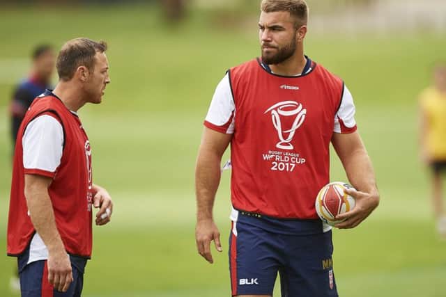 STARTING OUT: Castleford Tigers' Mike McMeeken, right, is set to make his first World Cup appearance on Sunday. Picture: Daniel Carson/SWpix.com/PhotosportNZ