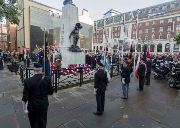 Standard-bearers around the War Memorial on Remembrance Sunday last year. Picture James Hardisty